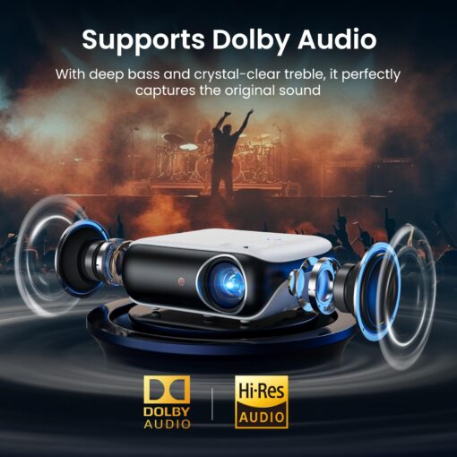Official Licensed Google TV Smart Projector, HAPPRUN 4K UHD Home Theater with Dolby Sound, Wi-Fi & Bluetooth, Built-in Streaming Apps, Compatible with Games Consoles & Smartphone, Indoor & Outdoor Use - Image 6