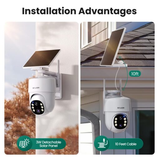SOLIOM- 5MP Security Cameras Wireless Outdoor, No Subscription,4-Cam Pack, Solar Powered Home Security Camera with 360° Auto Tracking, Pan & Tilt, 3K Color Night Vision,5G & 2.4G Router Compatible - Image 6
