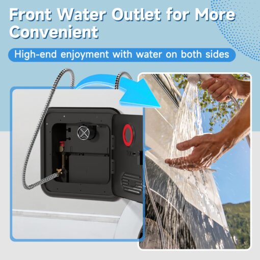 OEVANT RV Tankless Water Heater,55,000 BTU RV Instant Water Heater with Remote Controller,16x16 inch Door＆Front Water Outlet,Propane Gas, DC 12V, CSA Certificated, Compatible with All RVs-Black - Image 3