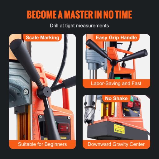 VEVOR Mag Drill Press, 1300W 1.57" Boring Diameter, 2922lbf Power Portable Magnetic Drill, 810 PRM, Electric Drilling Machine for Metal Surface, Industrial and Home Improvement - Image 5