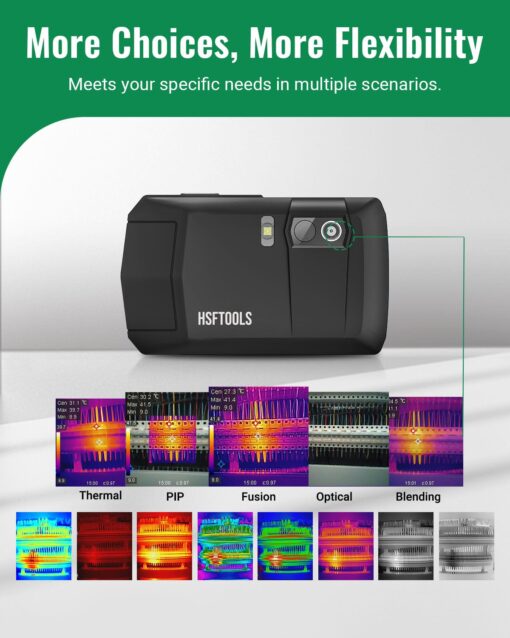 HP96 Thermal Imaging Camera, Super Resolution 240 x 240 Thermal Camera with Visual Camera, 96 x 96 IR Resolution, 3.5" Touch Screen, 25 Hz, Video and Audio Recording, 50° FOV, -4°F to 662°F - Image 5