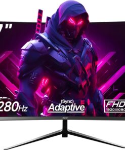 ZZA 27 Inch Gaming Monitor 280Hz 240Hz 1080p 1ms VRB Blue Light Shift Machine Black Curved 100% sRGB, Adaptive FreeSync,Display Port DP HDMI VESA Mounting Compliant