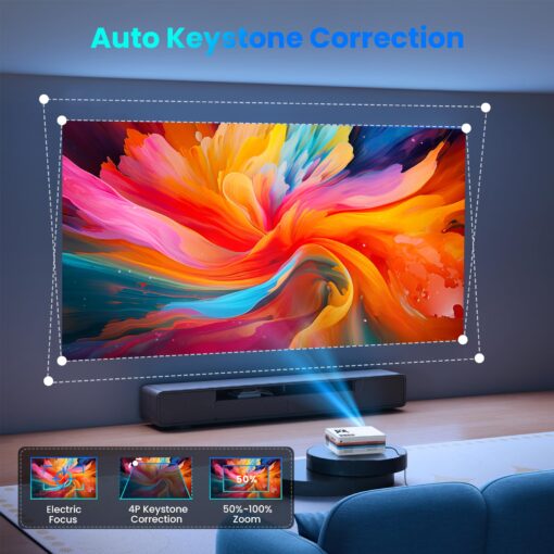 [Netflix Officially/Dolby Audio] FUDONI Smart Projector with WiFi and Bluetooth 4K, Auto Keystone& Electric Focus, 800ANSI Outdoor Projector with Apps, Built-in Netflix/YouTube/Prime Video - Image 7