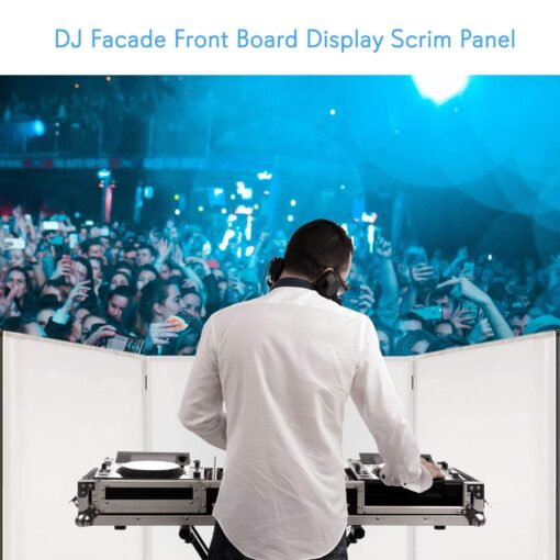 Pyle DJ Booth Foldable Cover Screen - Portable Event Facade Front Board Video Light Projector Display Scrim Panel with Folding Steel Frame Panel Stand, Stretchable Lycra Spandex - PDJFAC10 (White) - Image 6