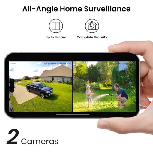 AOSU Security Cameras Outdoor Wireless, 2 Cam-Kit, No Subscription, Solar-Powered, Home Security Cameras System with 360° Pan & Tilt, Auto Tracking, 2K Color Night Vision, Easy Setup, 5G & 2.4G WiFi - Image 2