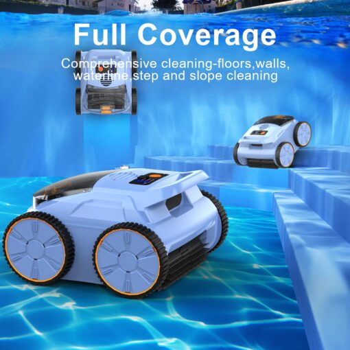 (2025 New) Robotic Pool Vacuum, Robotic Pool Cleaner for Inground Pools, Smart Navigation, Floor/Wall/Waterline Cleaning, 150 Mins Runtime for Pool Up to 2000 Sq.ft - Image 8