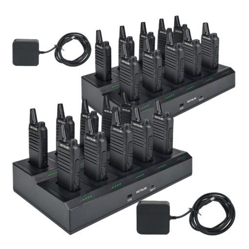Retevis RT22 Walkie Talkies for Adults(20 Pack),Rechargeable 2 Way Radio Long Range,with 2 Pack 10 Way Gang Charger,Charging Efficiently,Hands-Free Portable Walkie Talkie for School Hotel Restaurant