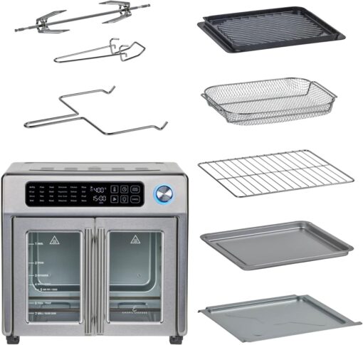 Emeril Lagasse Extra Large French Door Air Fryer Toaster Oven Combo, 24 Cooking Functions and Digital Controls, 7 Accessories Included, Stainless Steel Finish, 26QT Capacity - Image 5