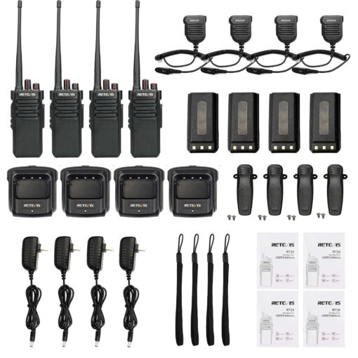 Retevis RT29 2 Way Radio Long Range,High Power Heavy Duty Two Way Radio,Rugged Walkie Talkies with Waterproof Speaker Mic 3200mAh Battery for Business Commercial School(4 Pack) - Image 2