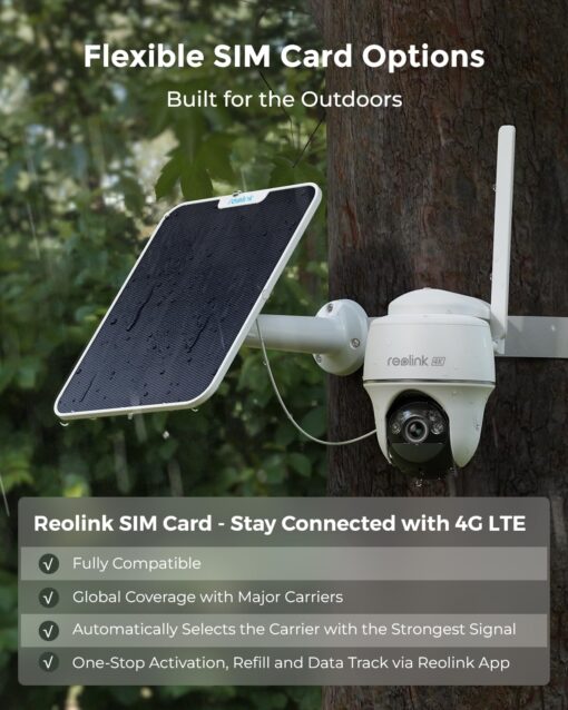 REOLINK 4K LTE Cellular Security Camera Wireless Outdoor, No WiFi, 3G/4G LTE, Solar Powered, SIM Card+32GB SD Card Included, Color Night Vision, Local/Cloud Storage, Go PT Ultra+SP, Updated Version - Image 8