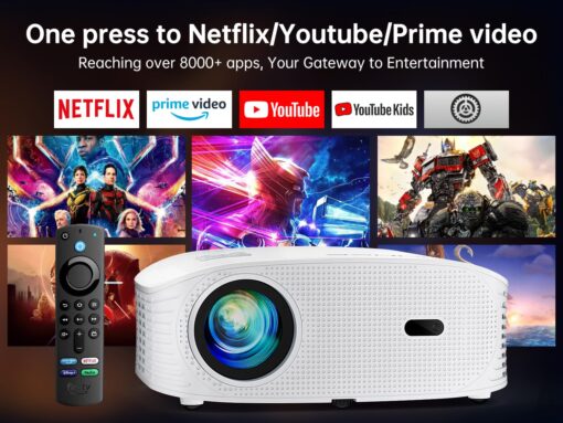 GooDee Smart 4K 1080P Projector - Video Projector with WiFi and Bluetooth, Movie Outdoor Projector for Home Theater Dolby Audio Zoom Portable Projector TV Stick, Netflix/Amazn Prime Video Certified - Image 7