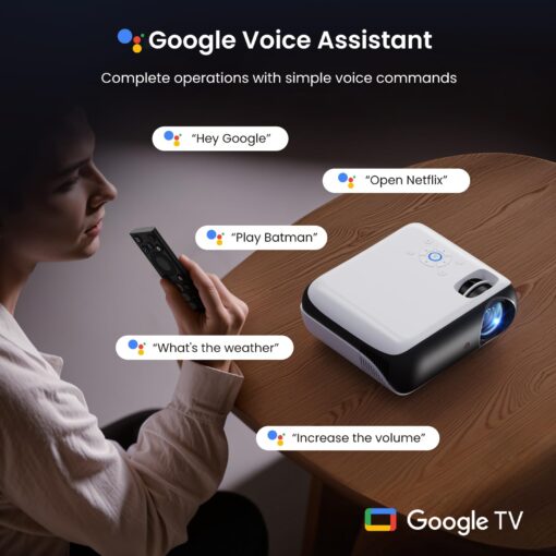 Official Licensed Google TV Smart Projector, HAPPRUN 4K UHD Home Theater with Dolby Sound, Wi-Fi & Bluetooth, Built-in Streaming Apps, Compatible with Games Consoles & Smartphone, Indoor & Outdoor Use - Image 8