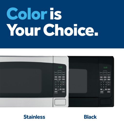 GE Countertop Microwave Oven, 1,200-watt Capacity, 2.0 Cubic Ft., 8 Auto Setting Cooking Settings, Child-Lock Technology, Kitchen Essentials for the Countertop, Dorm Room or Apartment, Satinless Steel - Image 3