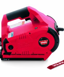 WARN 885030 PullzAll Cordless 24V DC Portable Electric Winch with Steel Cable and 1 Rechargeable Battery Pack: 1/2 Ton (1,000 lb) Lifting/Pulling Capacity, Red
