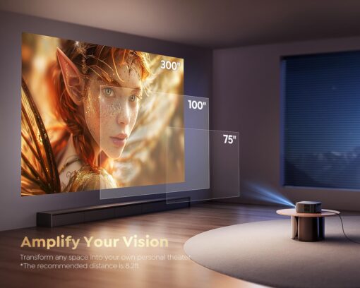 [1000 ANSI/Google TV/Voice Control]Smart Projector with WiFi 6 and Bluetooth, Netflix-Licensed 4K Support, Outdoor Movie Proyector, 1080P Home Ceiling Auto Focus Projector, PUTRIMS K12 Gray - Image 2