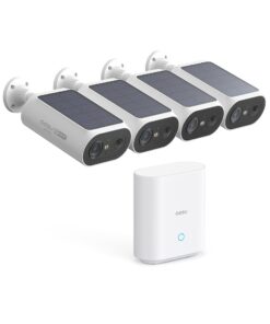 AOSU Solar Security Cameras Wireless Outdoor, 2Mins DIY Installation, No Subscription Cameras for Home Security System, Local Storage, 2K Color Night Vision for Surveillance, 2.4&5ghz WiFi, 4 Cam-kit