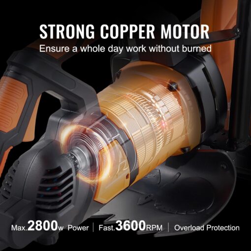 VEVOR Electric Concrete Saw, 16 in, 3200 W 15 A Motor Circular Saw Cutter with Max. 6 in Adjustable Cutting Depth, Wet Disk Saw Cutter Includes Water Line, Pump and Blade, for Stone, Brick Orange - Image 7