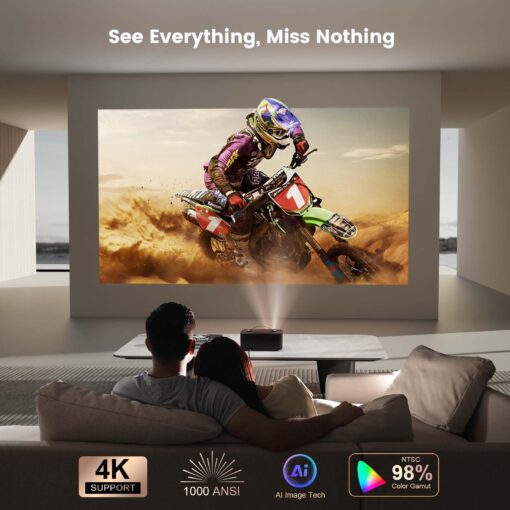 [Netflix-Licensed/Dolby Audio] Projector-4K with Wifi 6 and Bluetooth, ONOAYO 1000ANSI Native 1080P Built-in Netflix/YouTube/PrimeVideo, Electric Focus& 4D/4P Keystone Portable Smart Outdoor Projector - Image 6