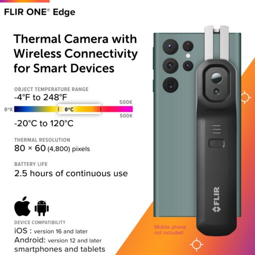 FLIR ONE Edge- Bluetooth Thermal Imaging Camera for Smartphones. Connects Wirelessly to Device and Compatible with All iOS and Android Phones. - Image 8