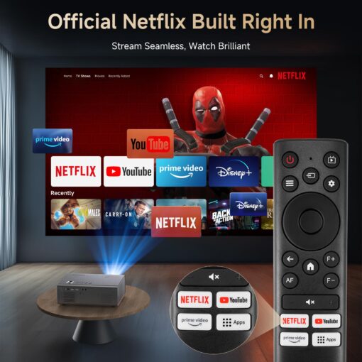 4K Projector with Netflix-Licensed&Dolby Audio, AI Auto Focus&6D Keystone Kogata Smart Projector with Built in Apps Outdoor Movie Proyector with WiFi 6 Bluetooth for Home Theater UPGRADE - Image 8