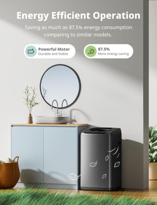 Comfee Portable Washing Machine, 0.9 cu.ft Compact Washer With LED Display, 5 Wash Cycles, 2 Built-in Rollers, Space Saving Full-Automatic Washer - Image 6