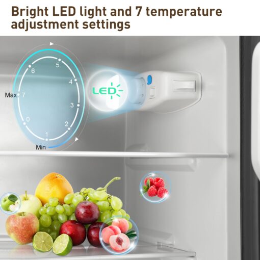 Zyerch FLS-80-WOOD Mini, 3.5 Size Fridges with Freezer Adjustable Thermostat, Small Refrigerator for Apartment, Office, Kitchen, Dorm, Wood, 3.2 Cu. Ft - Image 8