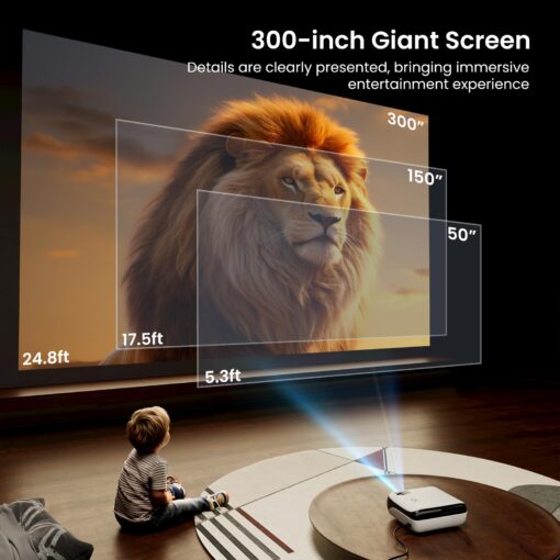 Official Licensed Google TV Smart Projector, HAPPRUN 4K UHD Home Theater with Dolby Sound, Wi-Fi & Bluetooth, Built-in Streaming Apps, Compatible with Games Consoles & Smartphone, Indoor & Outdoor Use - Image 3
