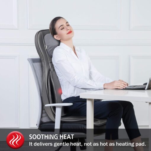 COMFIER Massager Chair with Heat, Shiatsu Neck Back Massager Portable with Compress & Rolling,Massage Chair Pad for Full Back, Neck & Shoulders,Full Body Pain, Gray - Image 6