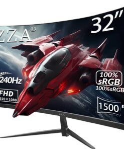 ZZA 32" 1K HDR Gaming Curved Monitor - FHD (1920x1080), 240Hz,1500R, 1ms, Extreme Low Motion Blur, FreeSync Premium, VESA Mountable, DisplayPort, HDMI