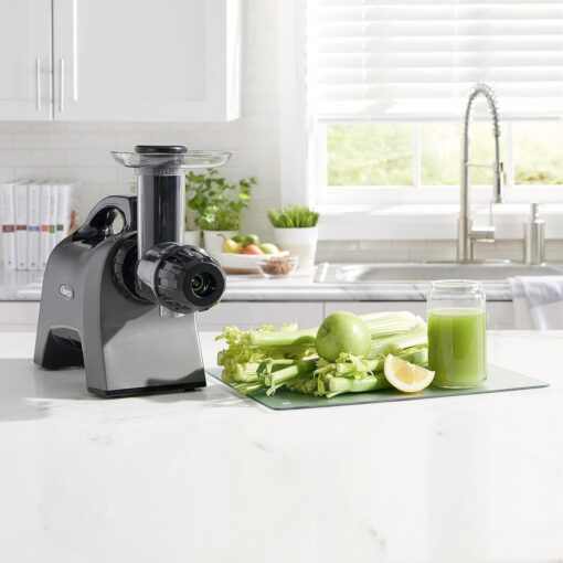 Omega Celery Juicer and Nutrition System Masticating Juicer, Cold Press Juicer Machine For Celery with Adjustable Dial, 200-Watt, Silver - Image 9