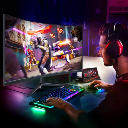 ZZA 32" 1K HDR Gaming Curved Monitor - FHD (1920x1080), 240Hz,1500R, 1ms, Extreme Low Motion Blur, FreeSync Premium, VESA Mountable, DisplayPort, HDMI - Image 4