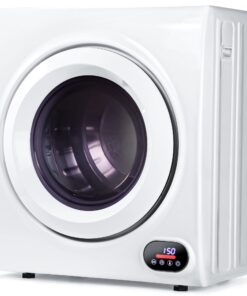 Euhomy Compact Laundry Dryer, 2.65 cu ft Front Load Stainless Steel Clothes Dryers With Exhaust Pipe, 1400W, LCD Control Panel Four-Function Portable Dryer For Apartments, Home, Dorm, White