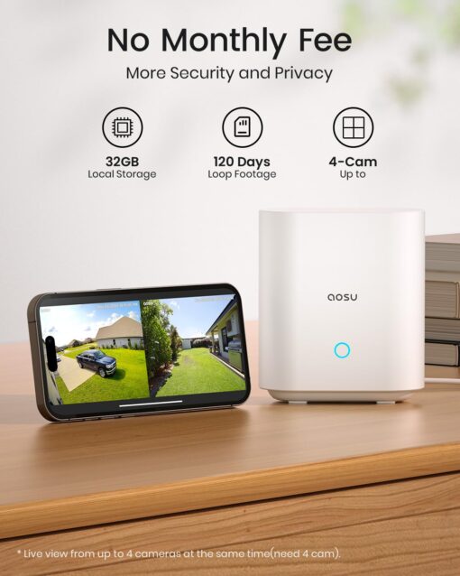 AOSU Security Cameras Wireless Outdoor Home System, True 2K HD Night Vision, No Subscription, 240-Day Battery Life, 166° Wide View, Spotlight & Siren Alarm, Motion Alert, Support 2.4G & 5G WiFi Router - Image 9