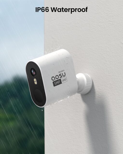 AOSU Security Cameras Wireless Outdoor - 3K 5MP Ultra HD, Home Security System, 240-Day Battery Life, Motion Detection, 166° Wide View, Night Vision, 32GB Local Storage, No Monthly Fee - Image 4