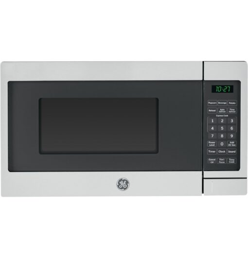 GE Countertop Microwave Oven, Compact 0.7 Cubic Ft., 700-watt Capacity, 6 Auto Cooking Settings, Kitchen Essentials for the Countertop, Dorm Room or Apartment, Stainless Steel