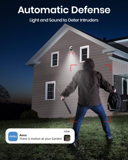 AOSU Security Cameras Outdoor Wireless, 4-Cam-Kit, 166° Ultra-Wide-Angle, Battery Powered, No Subscription, Home Security Cameras System with 2K Color Night Vision, Spotlight, Easy Setup, Motion Alert - Image 3