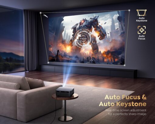 [1000 ANSI/Google TV/Voice Control]Smart Projector with WiFi 6 and Bluetooth, Netflix-Licensed 4K Support, Outdoor Movie Proyector, 1080P Home Ceiling Auto Focus Projector, PUTRIMS K12 Gray - Image 5