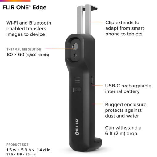 FLIR ONE Edge- Bluetooth Thermal Imaging Camera for Smartphones. Connects Wirelessly to Device and Compatible with All iOS and Android Phones. - Image 7
