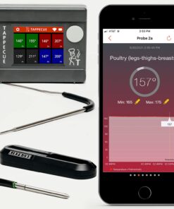 Tappecue Touch Wi-Fi Meat Thermometer with 1 x Dual Sensor Probe and 1 x AirProbe for Cooking, Internet Enabled Cloud Storage & Alarm, Works with Android & iOS Apps