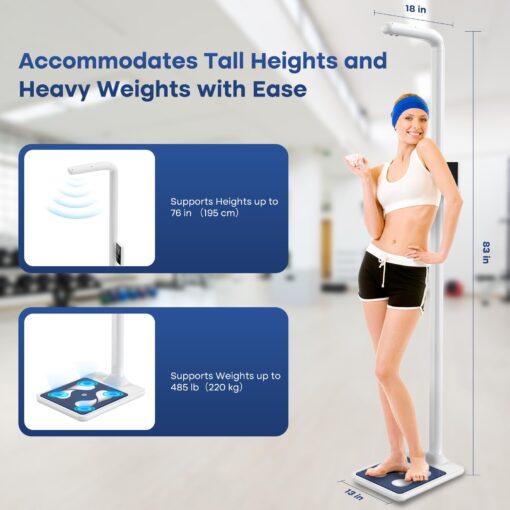GE Digital Physician Scale BMI: Ultrasonic Electronic Height and Weight Scale 76” Height Measuring Device Accurate Body Weight 485 lb/220 kg Capacity - Image 2