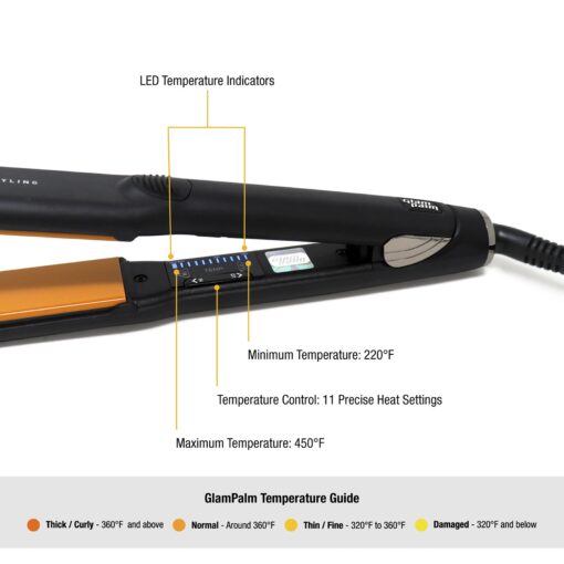 GlamPalm GlamPalm Flat Iron, 1 1/4" Hair Straightener with Digital LCD. Classic Ceramic Coated Plates with Adjustable Temperature Straightens & Curls for Smooth and Silky Hairstyle. Heats Up - Image 7