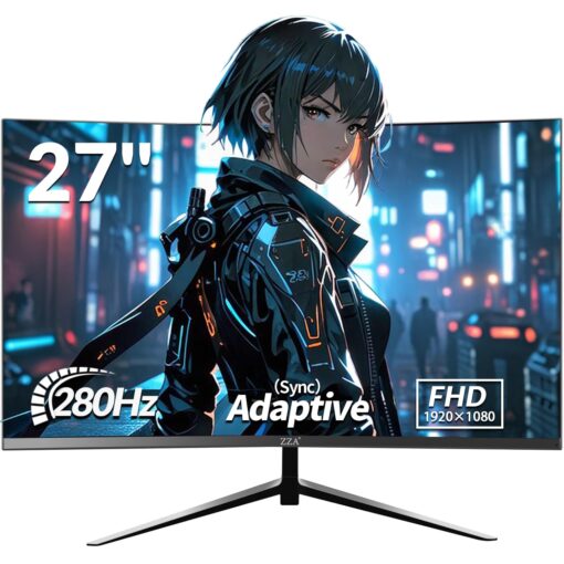 ZZA 27 Inch Gaming Monitor 280Hz 240Hz 1080p 1ms VRB Blue Light Shift Machine Black Curved 100% sRGB, Adaptive FreeSync,Display Port DP HDMI VESA Mounting Compliant - Image 2