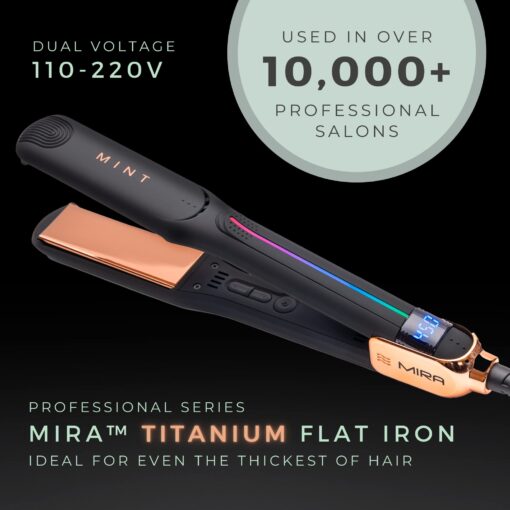 Professional Series MIRA Titanium Flat Iron Hair Straightener for Thick & Fine Hair | Powerful Single-Pass Straightening Iron | Straightener & Curling Iron in One | 1 1/4 Inch Wide Flat Iron by MINT - Image 7