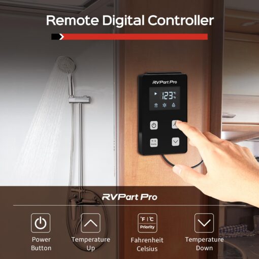 RV Tankless Water Heater Propane Gas, RVPart Pro, with 15"x15" Black Door and Remote Controller, DC 12V, 7×24 Technical Support, High Altitude, Easy Installation, Compatible with All RVs,GT42,Black - Image 4