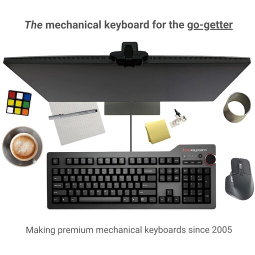 Das Keyboard 4 Professional Wired Mechanical Keyboard, Cherry MX Blue Mechanical Switches, 2-Port USB 3.0 Hub, Volume Knob, Aluminum Top (104 Keys, Black) - Image 2