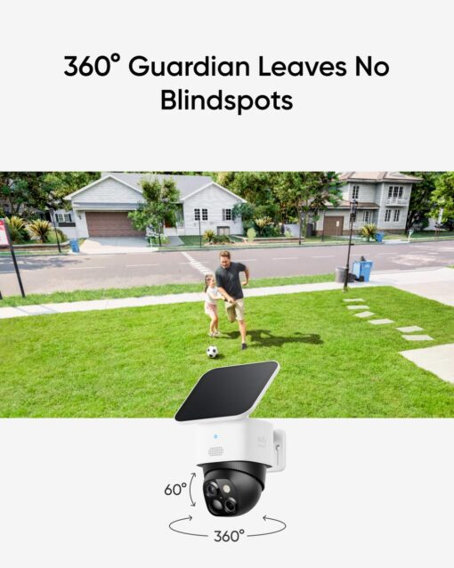 eufy Security SoloCam S340, Solar Security Cameras Wireless Outdoor, Cameras for Home Security, 360° Pan & Tilt Surveillance, No Blind Spots, 2.4 GHz Wi-Fi, No Monthly Fee, HomeBase S380 Compatible - Image 4