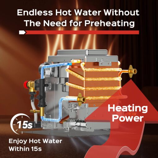 RV Tankless Water Heater Propane Gas, RVPart Pro, with 15"x15" Black Door and Remote Controller, DC 12V, 7×24 Technical Support, High Altitude, Easy Installation, Compatible with All RVs,GT42,Black - Image 8