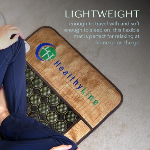 HealthyLine Mesh Far Infrared Heating Pad - Natural Crystal Gemstones Mat, Auto Shut Off, Back Pain Relief, Negative Ions Therapy - 72" x 24" - Image 4