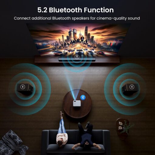 Official Licensed Google TV Smart Projector, HAPPRUN 4K UHD Home Theater with Dolby Sound, Wi-Fi & Bluetooth, Built-in Streaming Apps, Compatible with Games Consoles & Smartphone, Indoor & Outdoor Use - Image 5