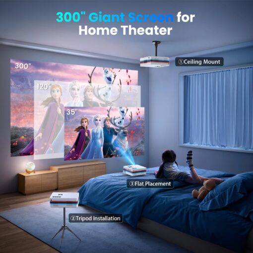 [Netflix Officially/Dolby Audio] FUDONI Smart Projector with WiFi and Bluetooth 4K, Auto Keystone& Electric Focus, 800ANSI Outdoor Projector with Apps, Built-in Netflix/YouTube/Prime Video - Image 3